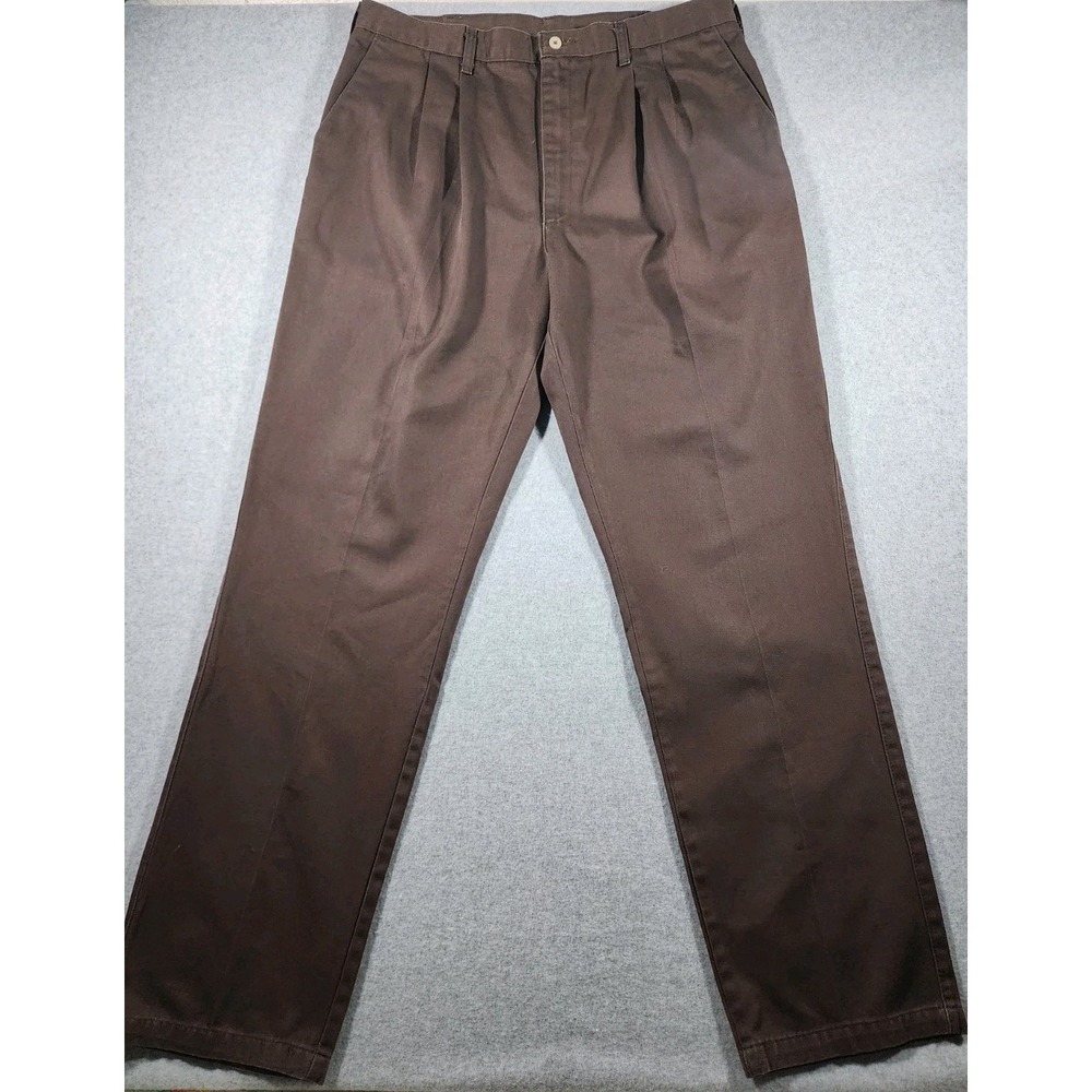 Wrangler Men's Dress Pants, 38x34, Brown, Pleated, 34"  Inseam